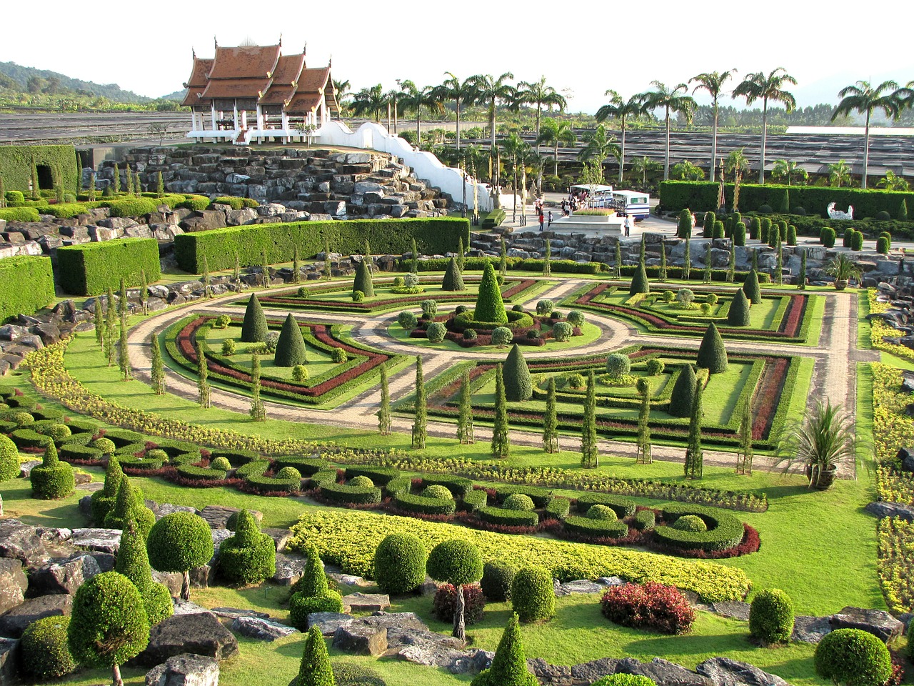 tropical park nong nuch- thailand botanical garden landscape design free photo