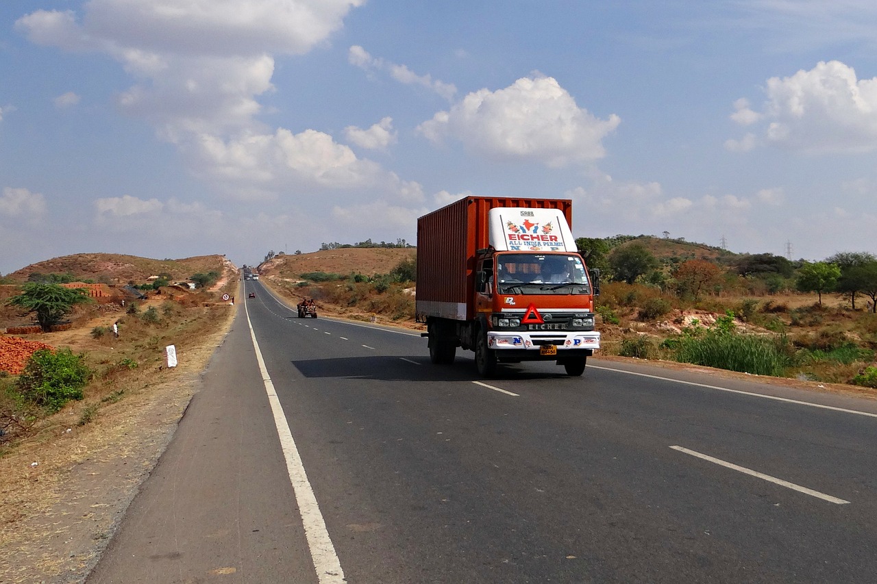 truck street highway free photo