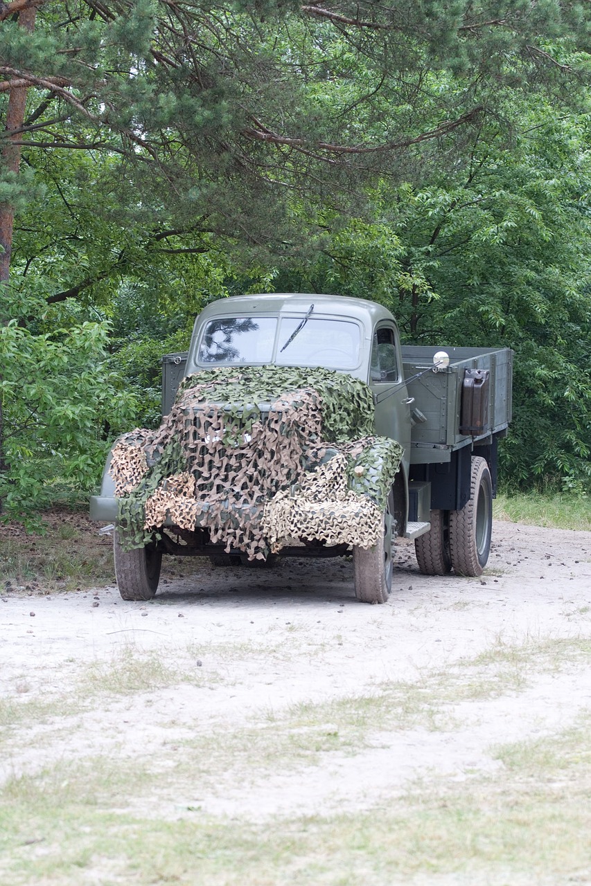 truck the military forest free photo