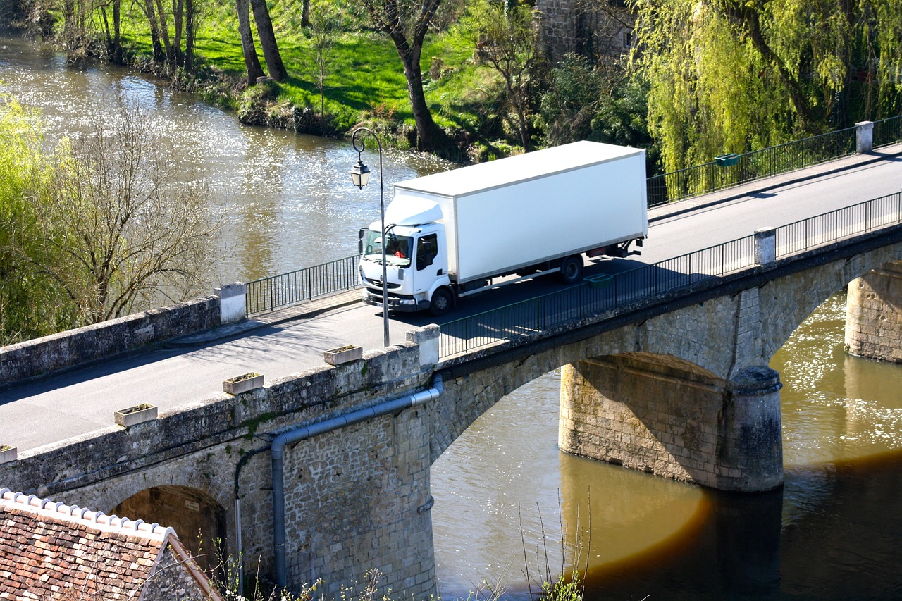 truck river bridge lorry free photo