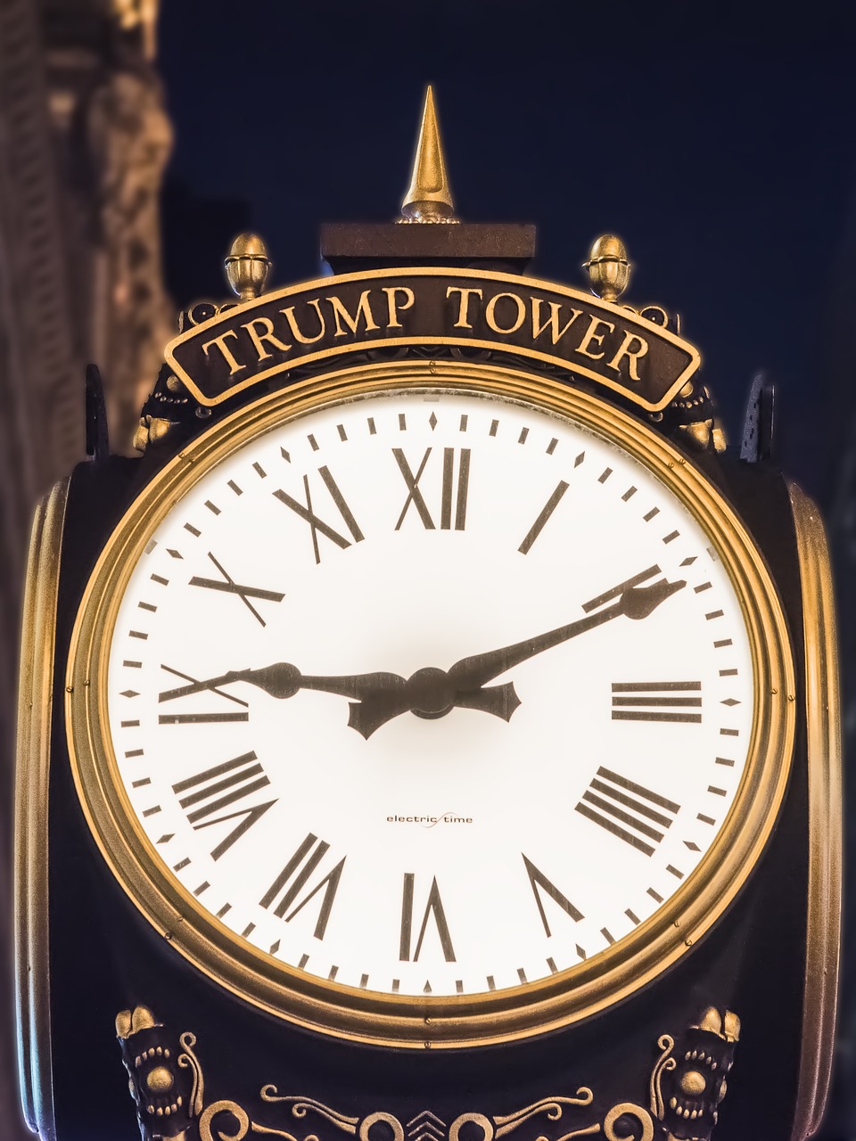 trump tower clock night free photo