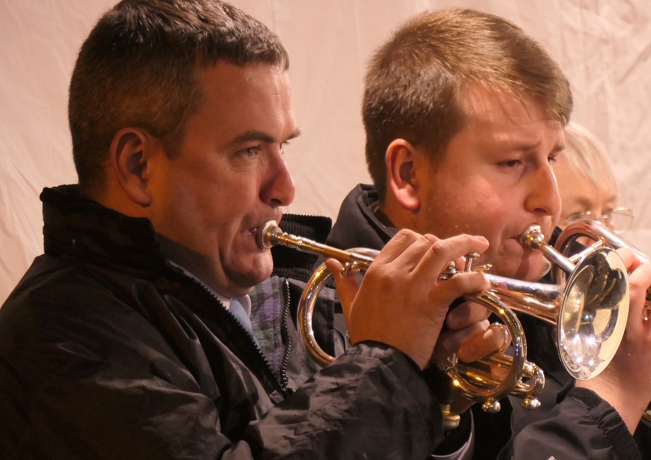 trumpets  brass band  colliery band free photo