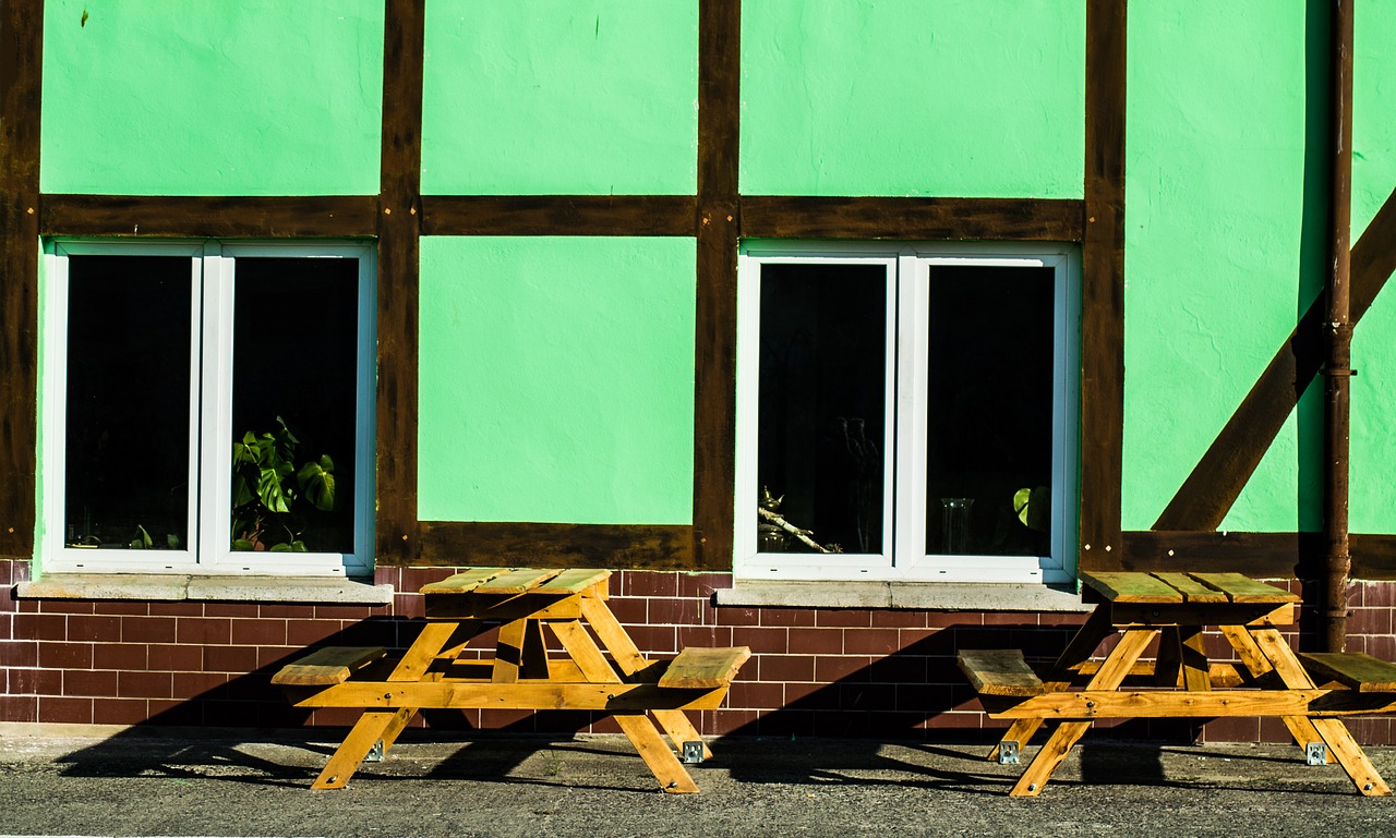 truss wood benches free photo