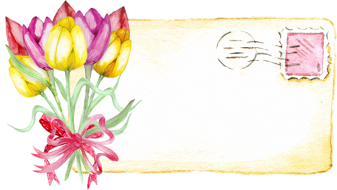 tulip post card label free photo