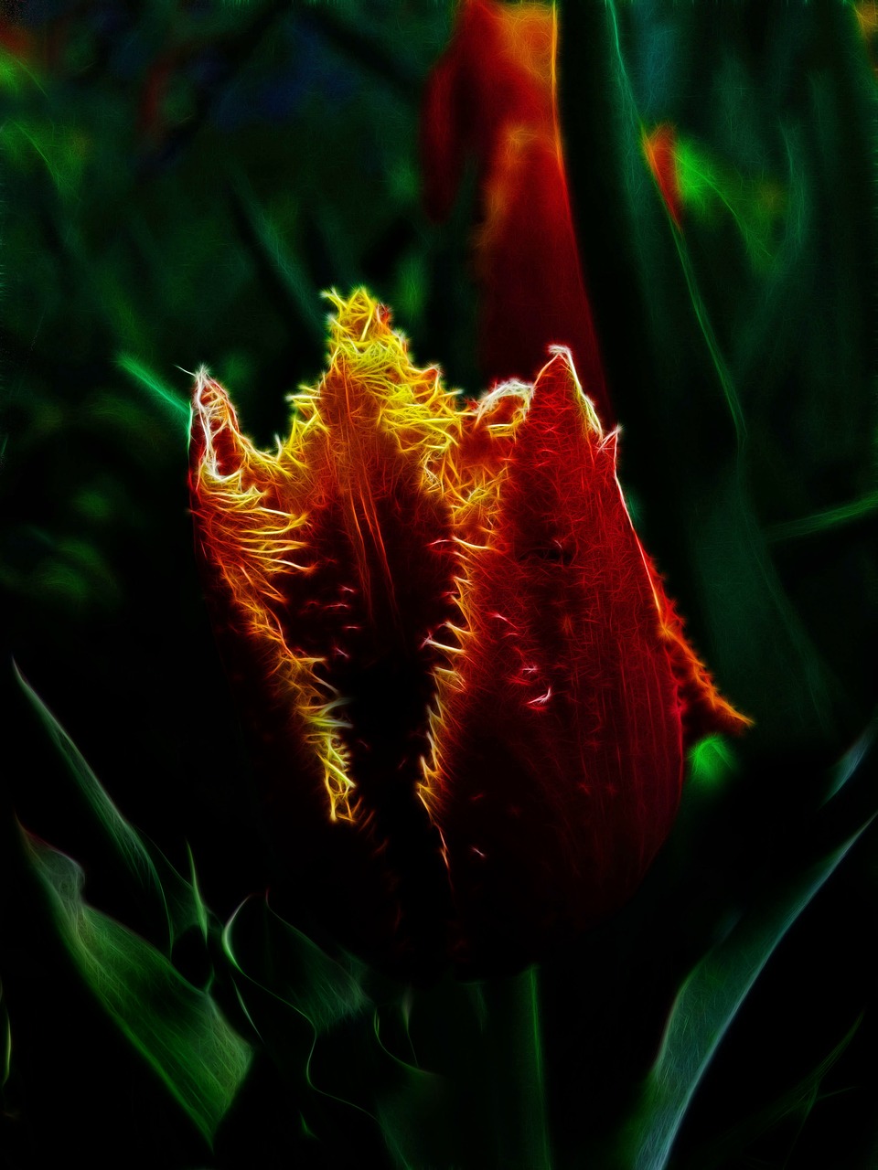 tulip  fractalius  red flower free photo