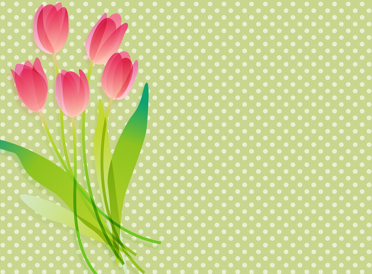 tulip background  green polka dot  spring background free photo