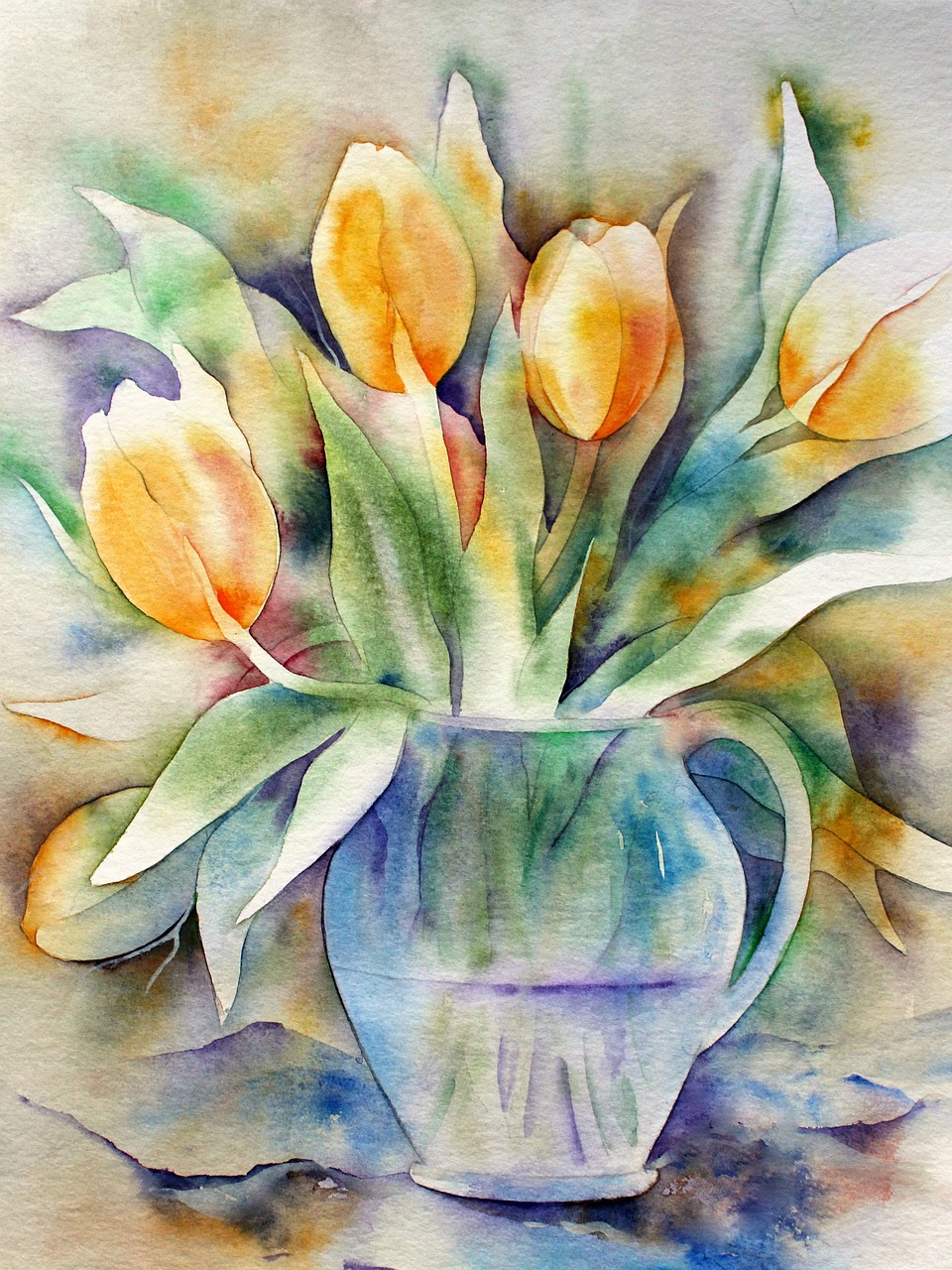 tulips easter watercolour free photo
