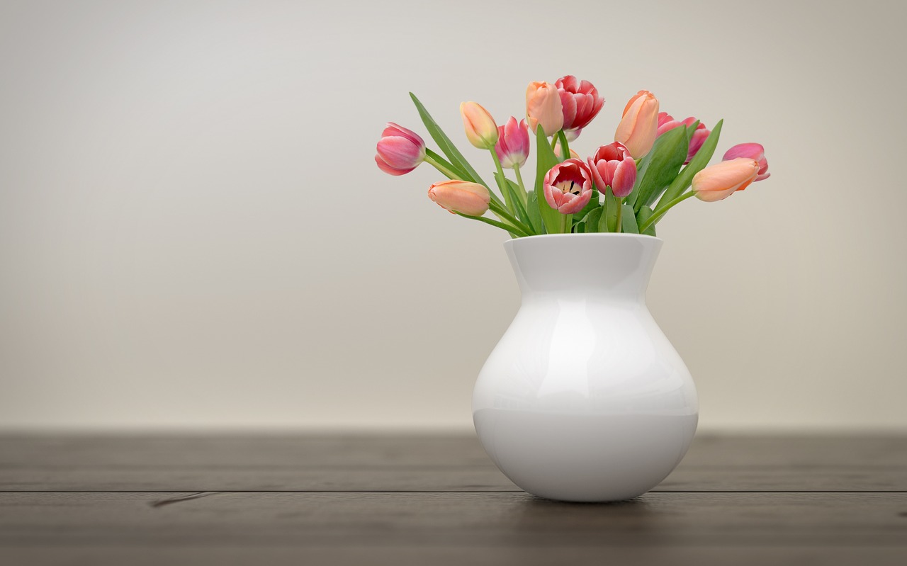 tulips  vase  vintage free photo