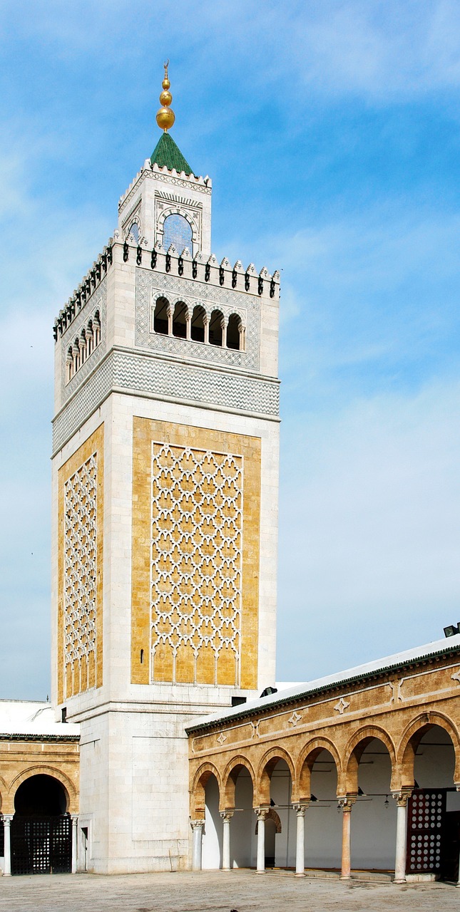 tunis great mosque minaret free photo