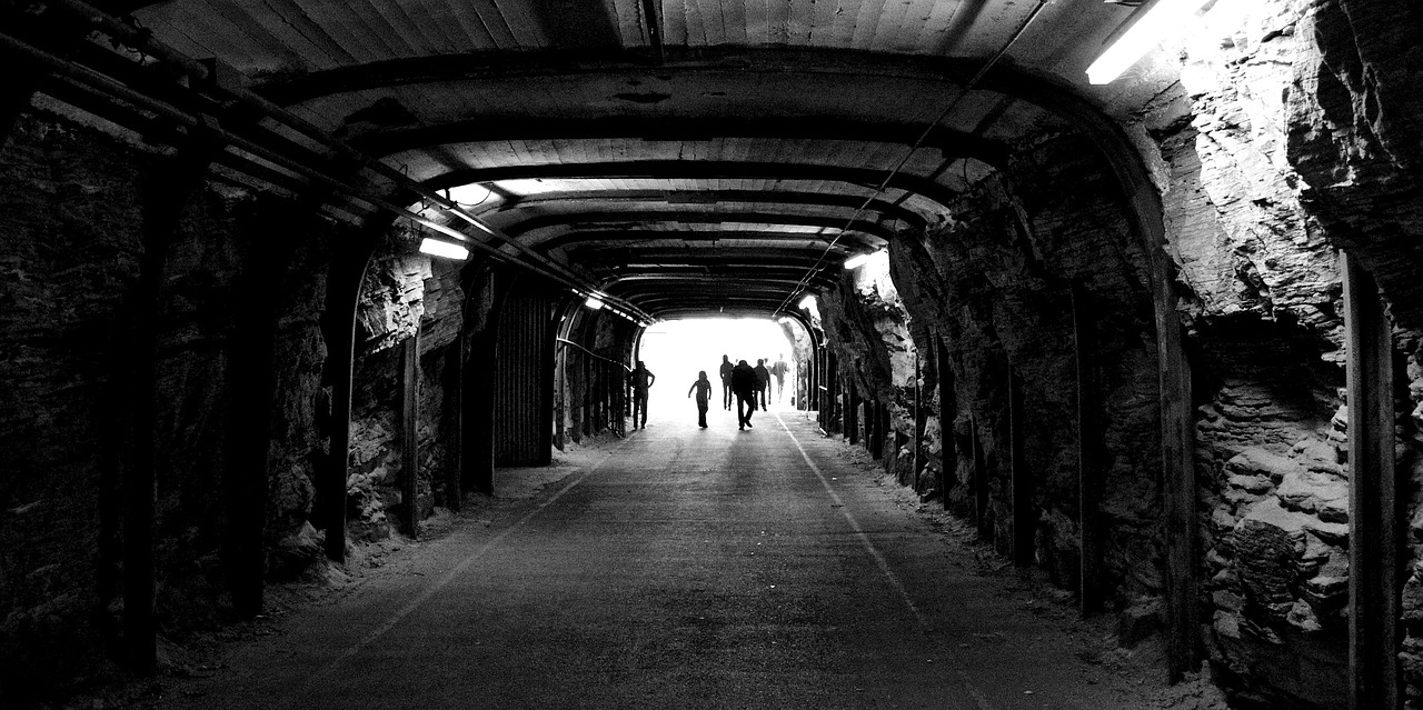 tunnel people silhouettes free photo