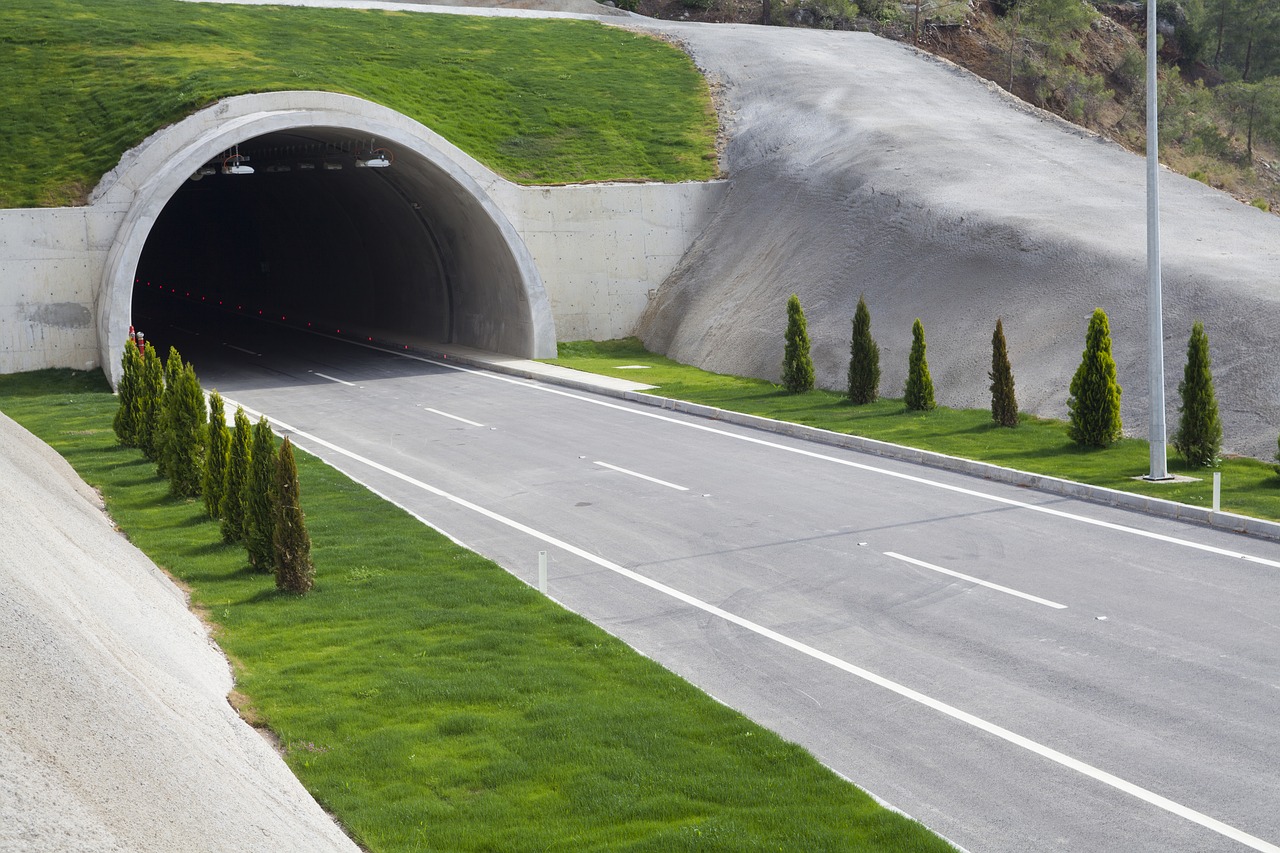 tunnel highway road free photo