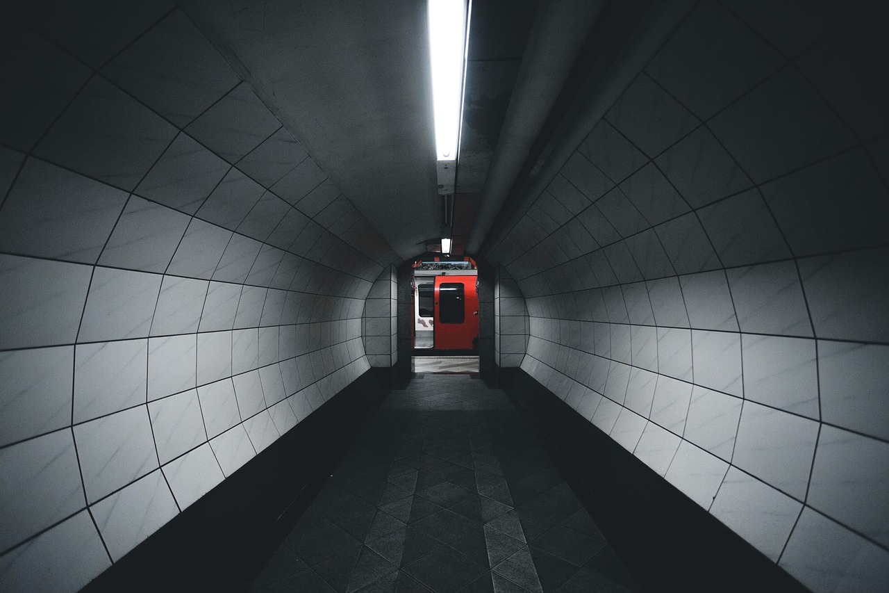 tunnel ash red line the center of symmetry free photo