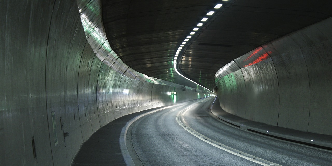 tunnel highway lights free photo