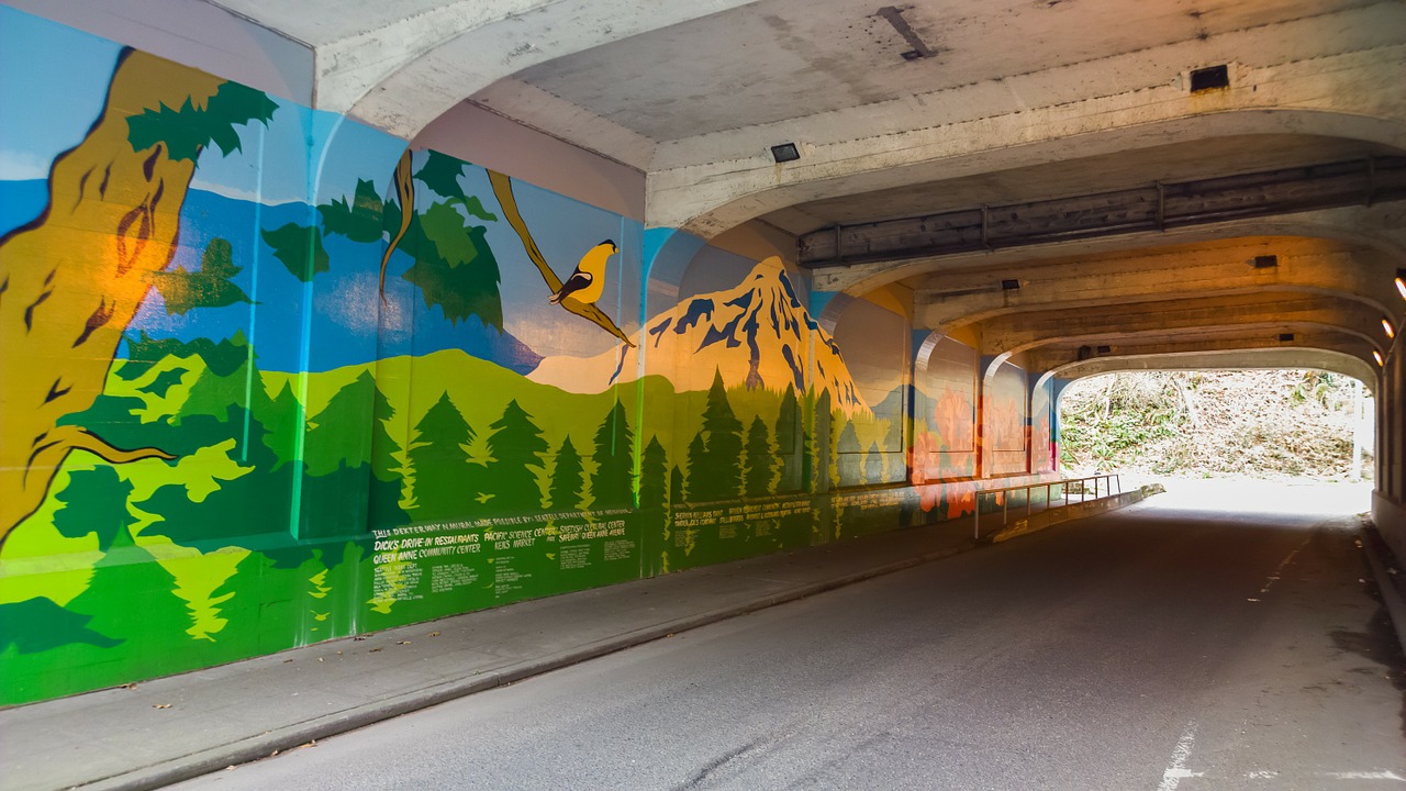tunnel wall painting seattle free photo