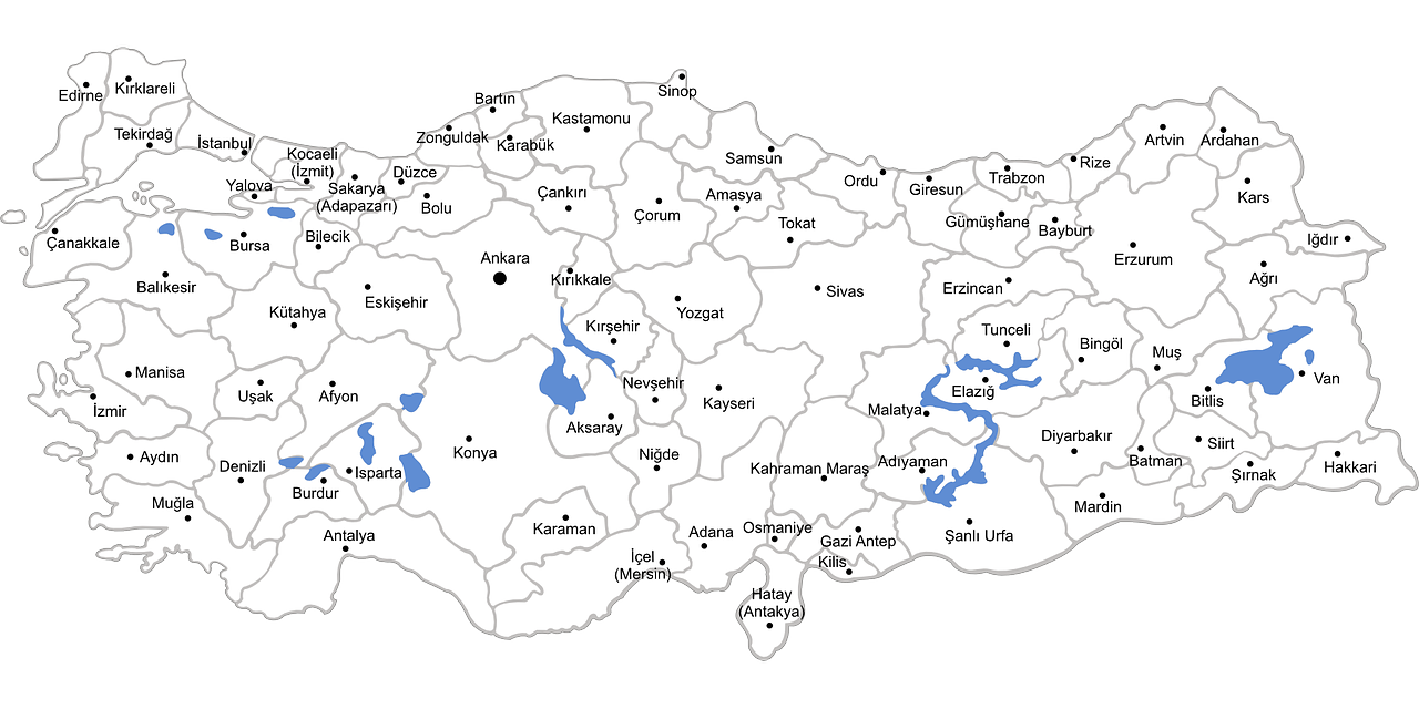 turkey map provinces free photo