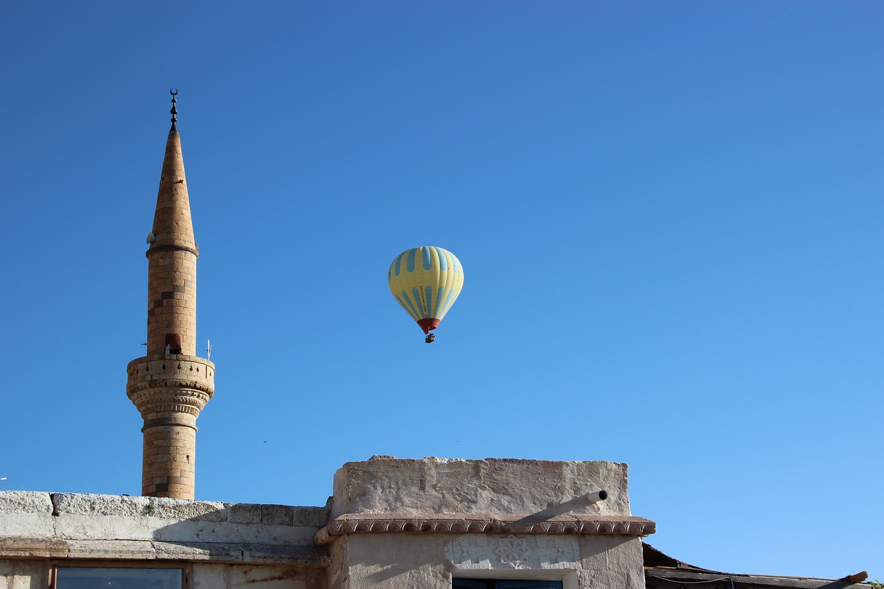turkey hot air balloon ride mosque free photo