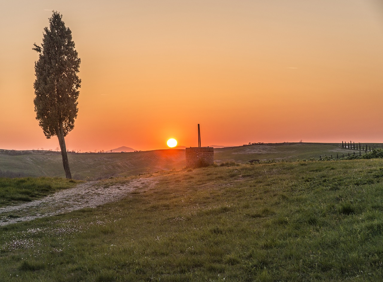 tuscany sun sunset free photo