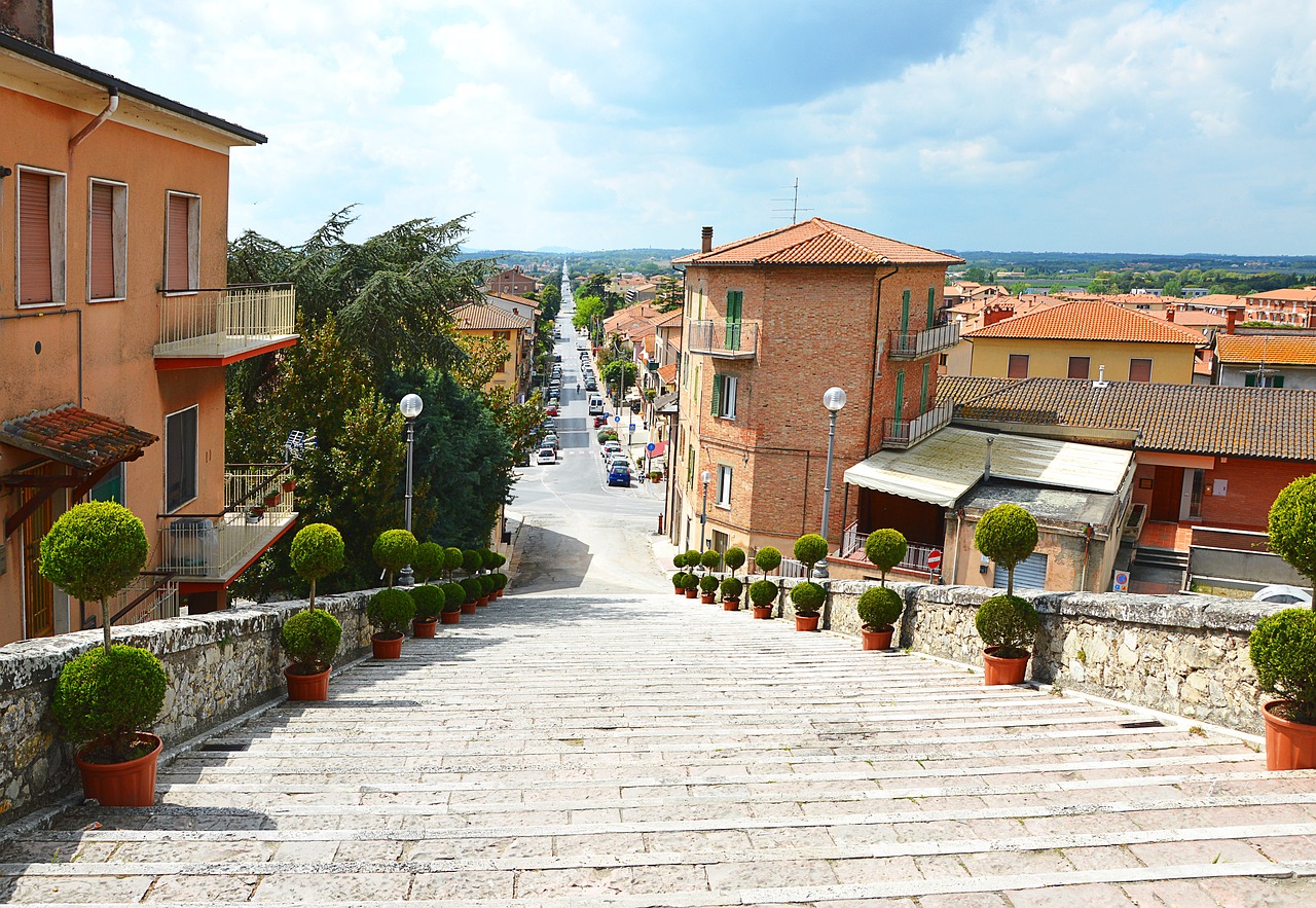 tuscany road stairs free photo