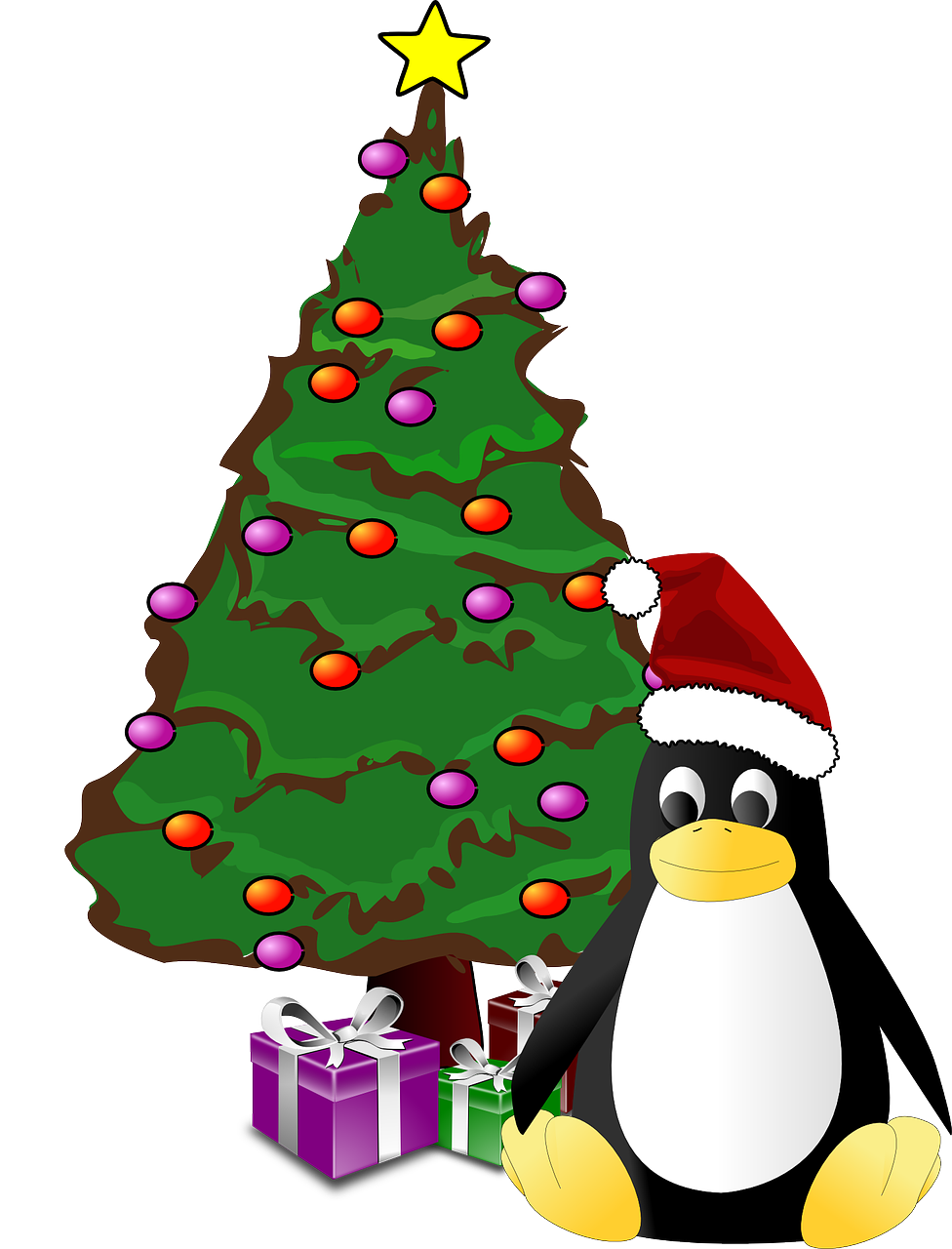 tux penguin christmas tree free photo
