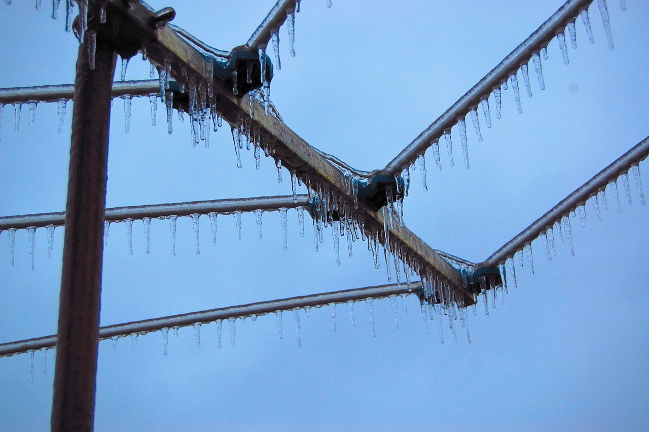 tv antenna ice covered frozen free photo