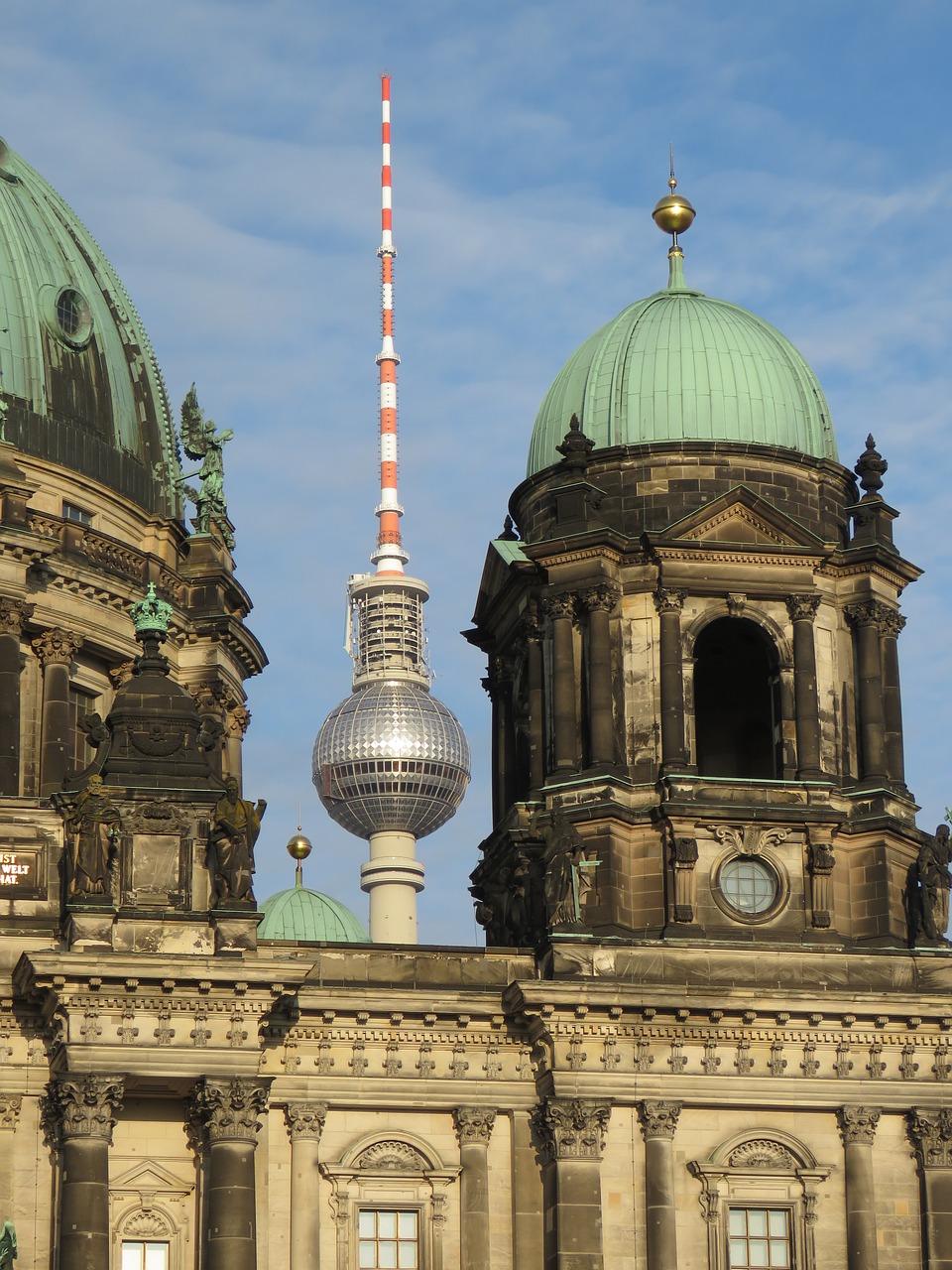 tv tower  berlin cathedral  berlin free photo