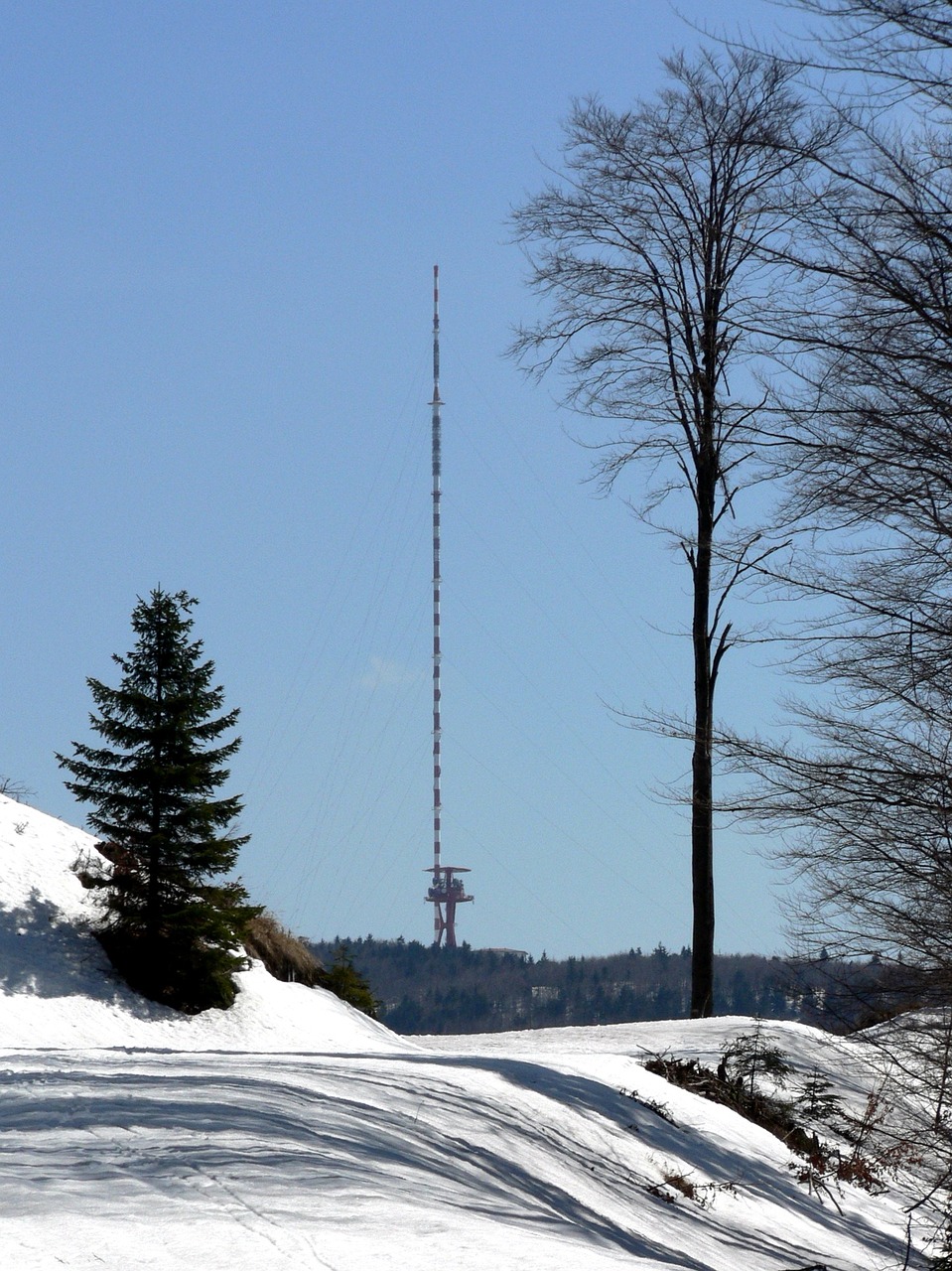 tv transmitter winter snow free photo