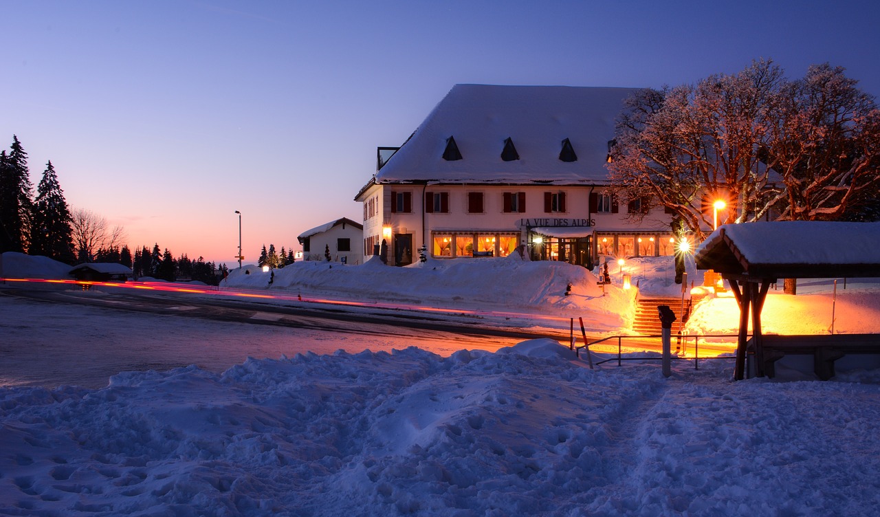 twilight  snow  road free photo