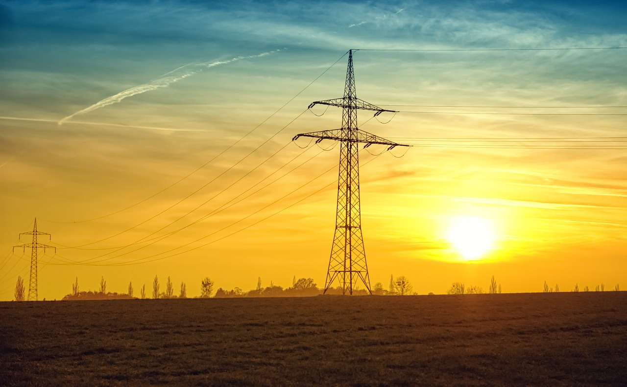 twilight power lines evening free photo