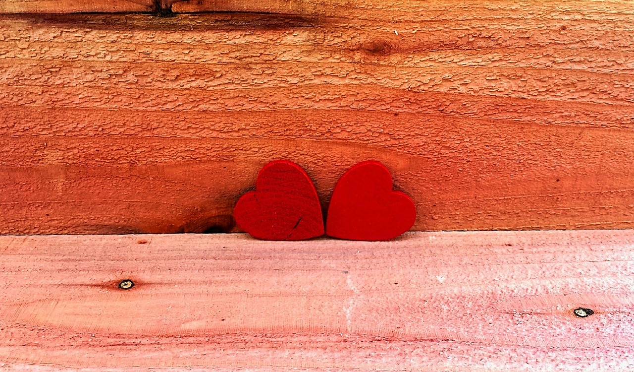 two red hearts free photo