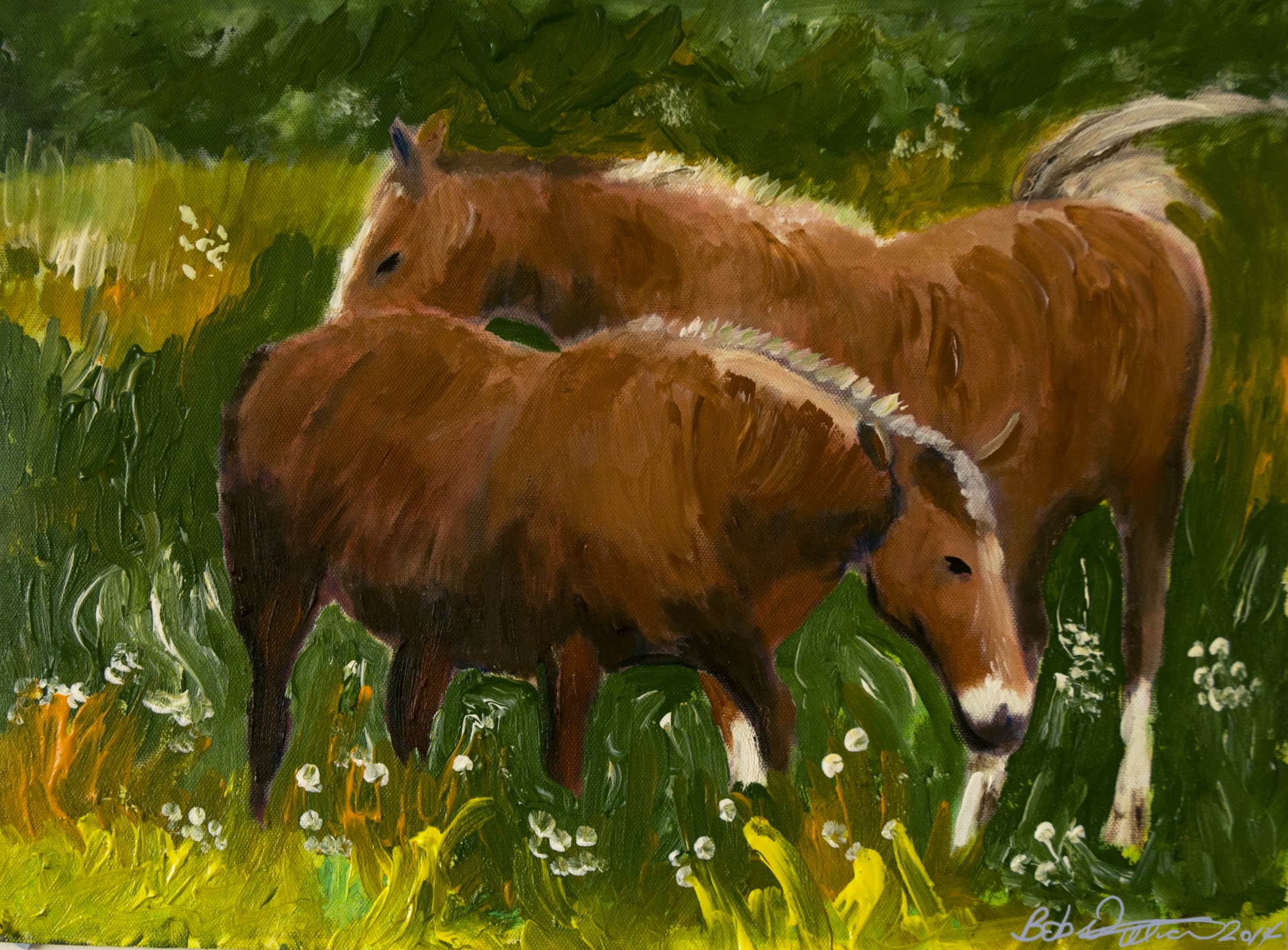 horses painting acrylic free photo