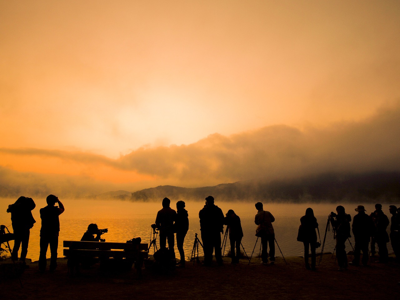 two water head silhouette sunrise free photo