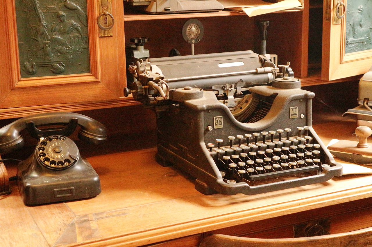 typewriter  telephone  antique free photo