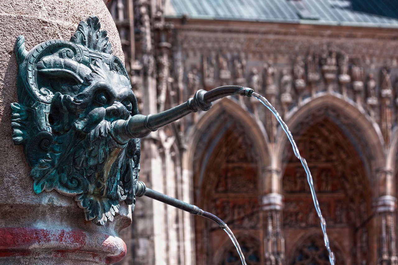 ulm  lion fountain  fountain free photo