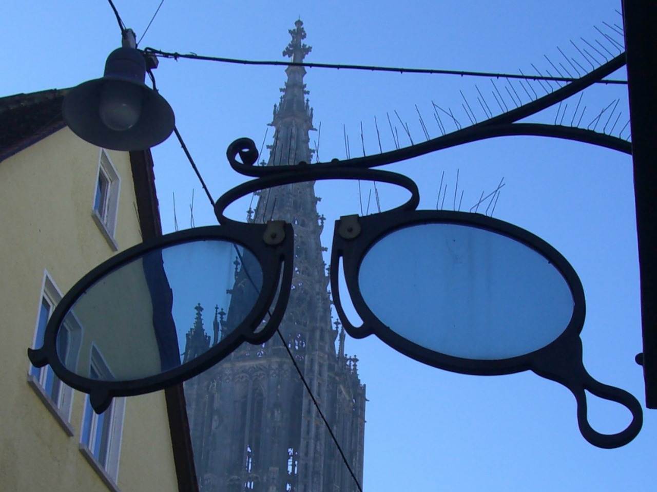 ulm cathedral through the lens blue free photo