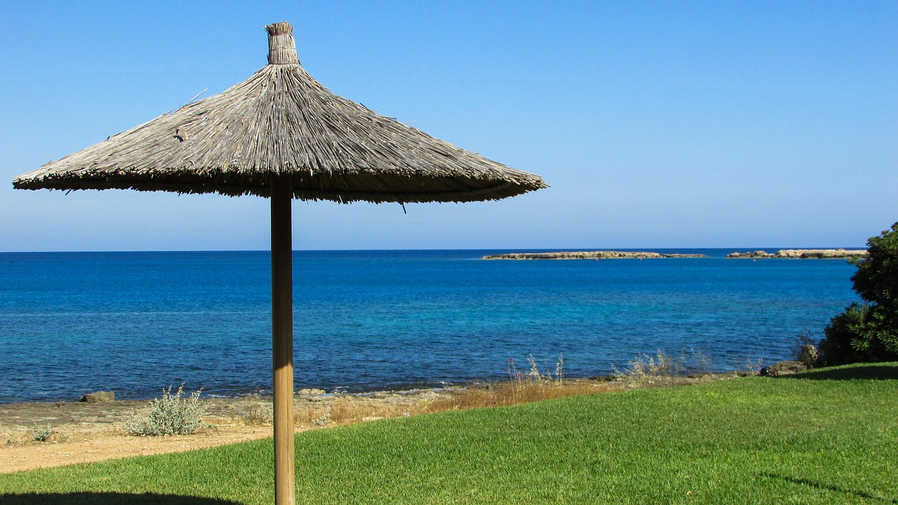 umbrella sea coast free photo