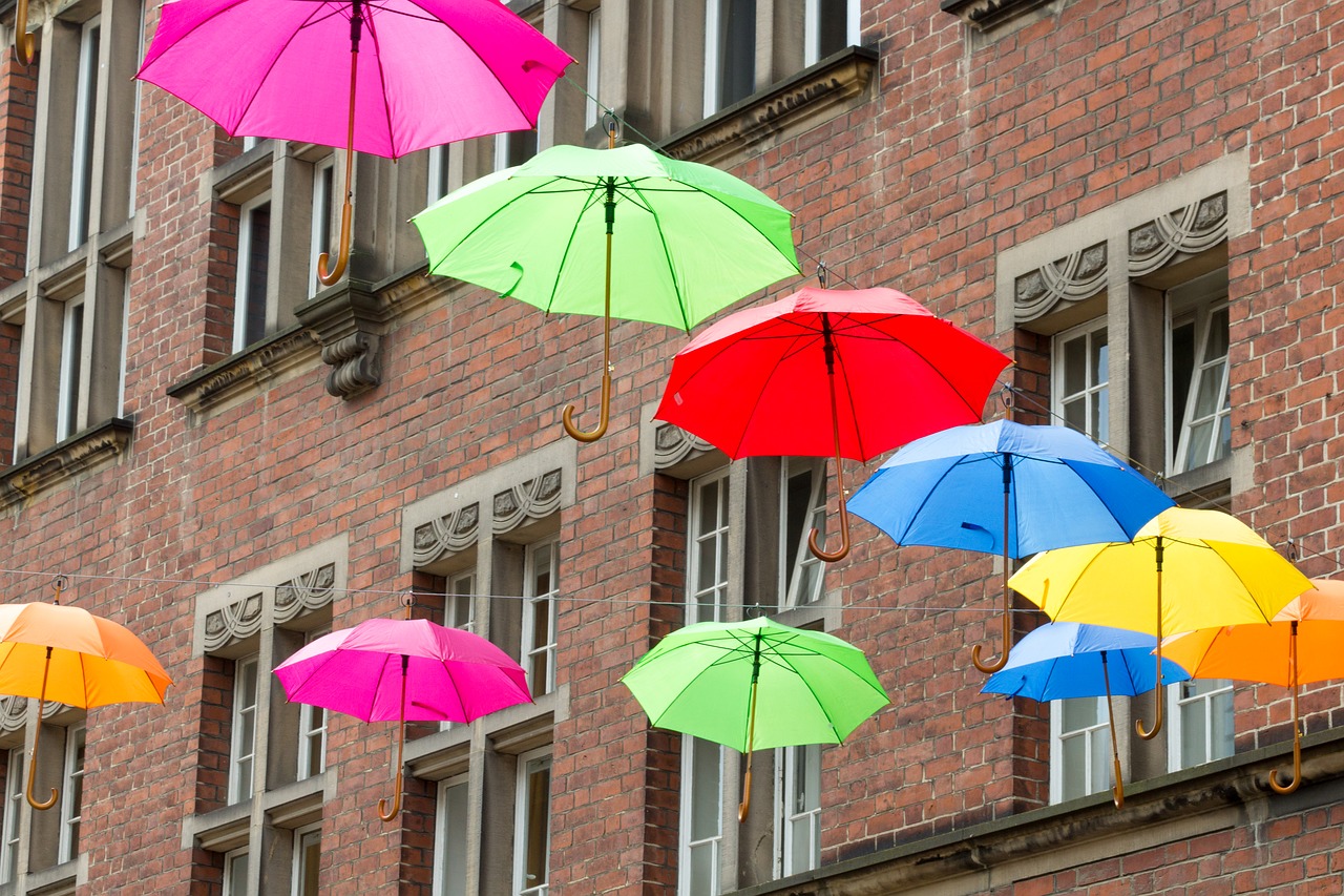 umbrellas home wall free photo