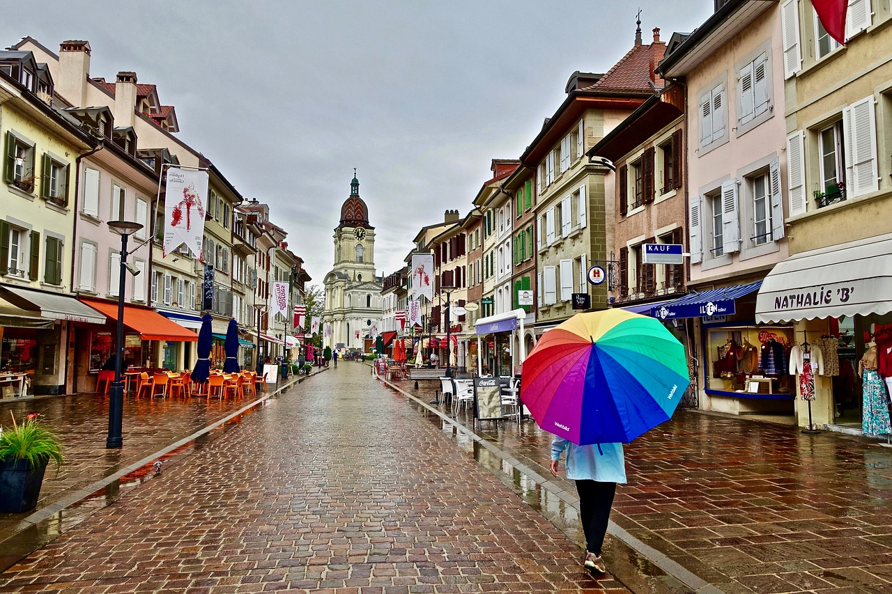 umbrella  colourful  street free photo