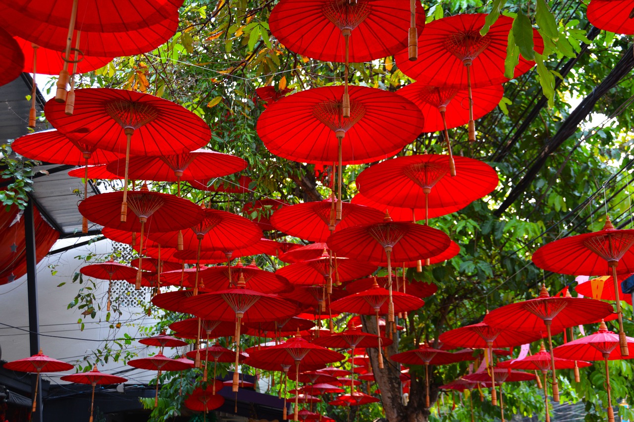 umbrellas canopy red free photo