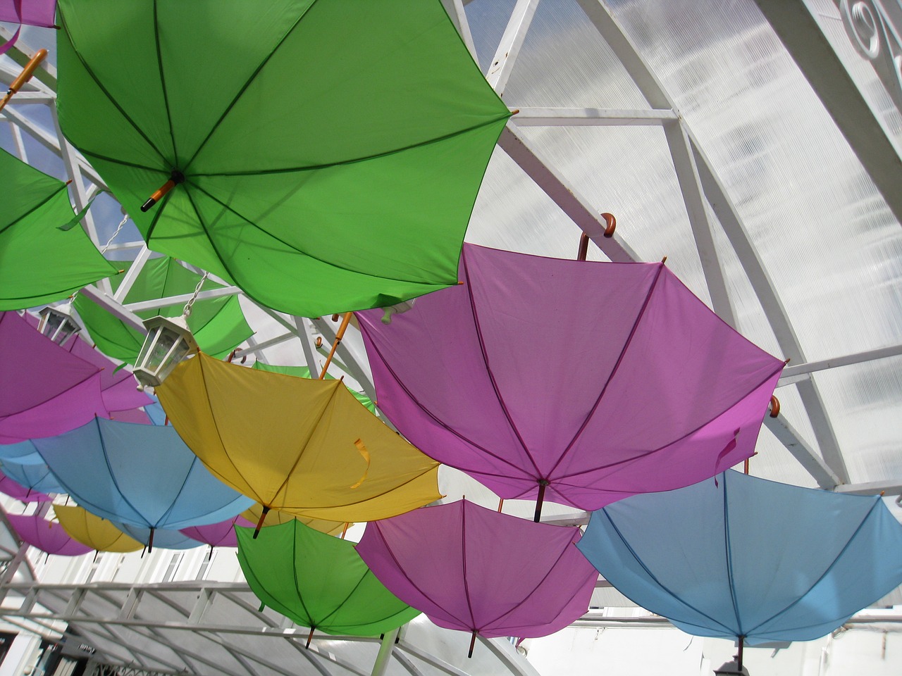 umbrellas composition installation free photo