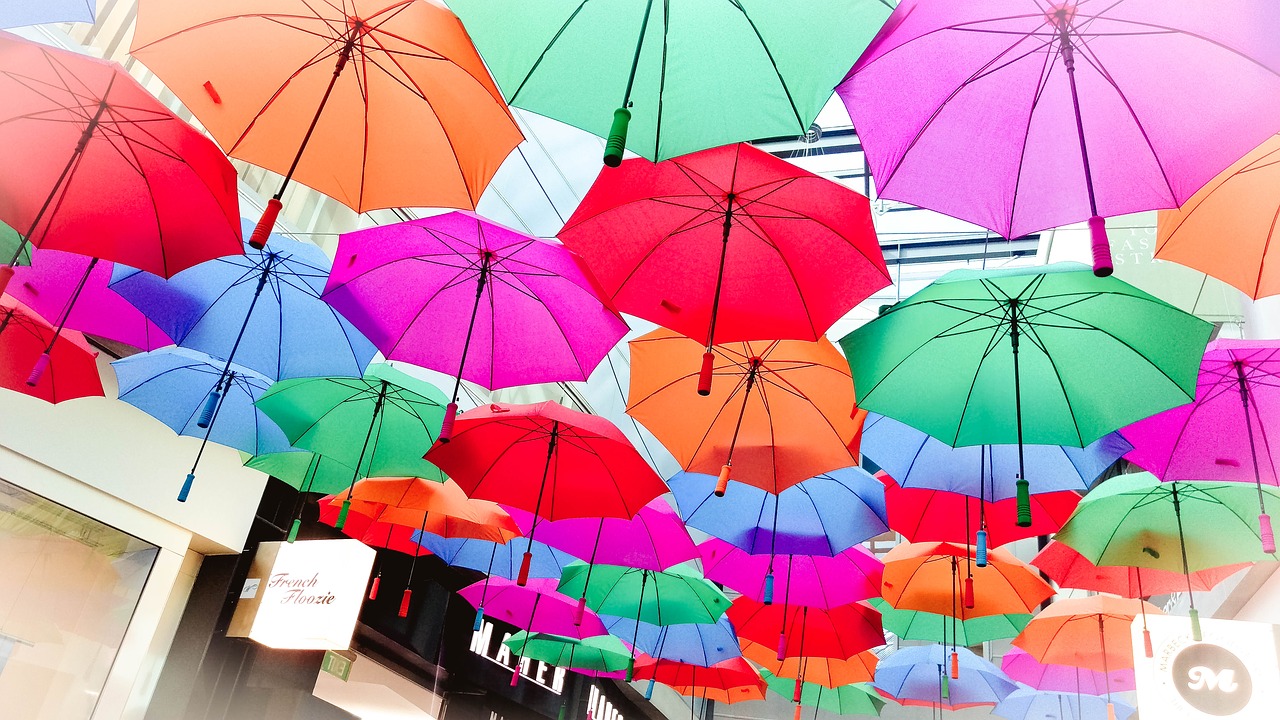 umbrellas arty colourful free photo