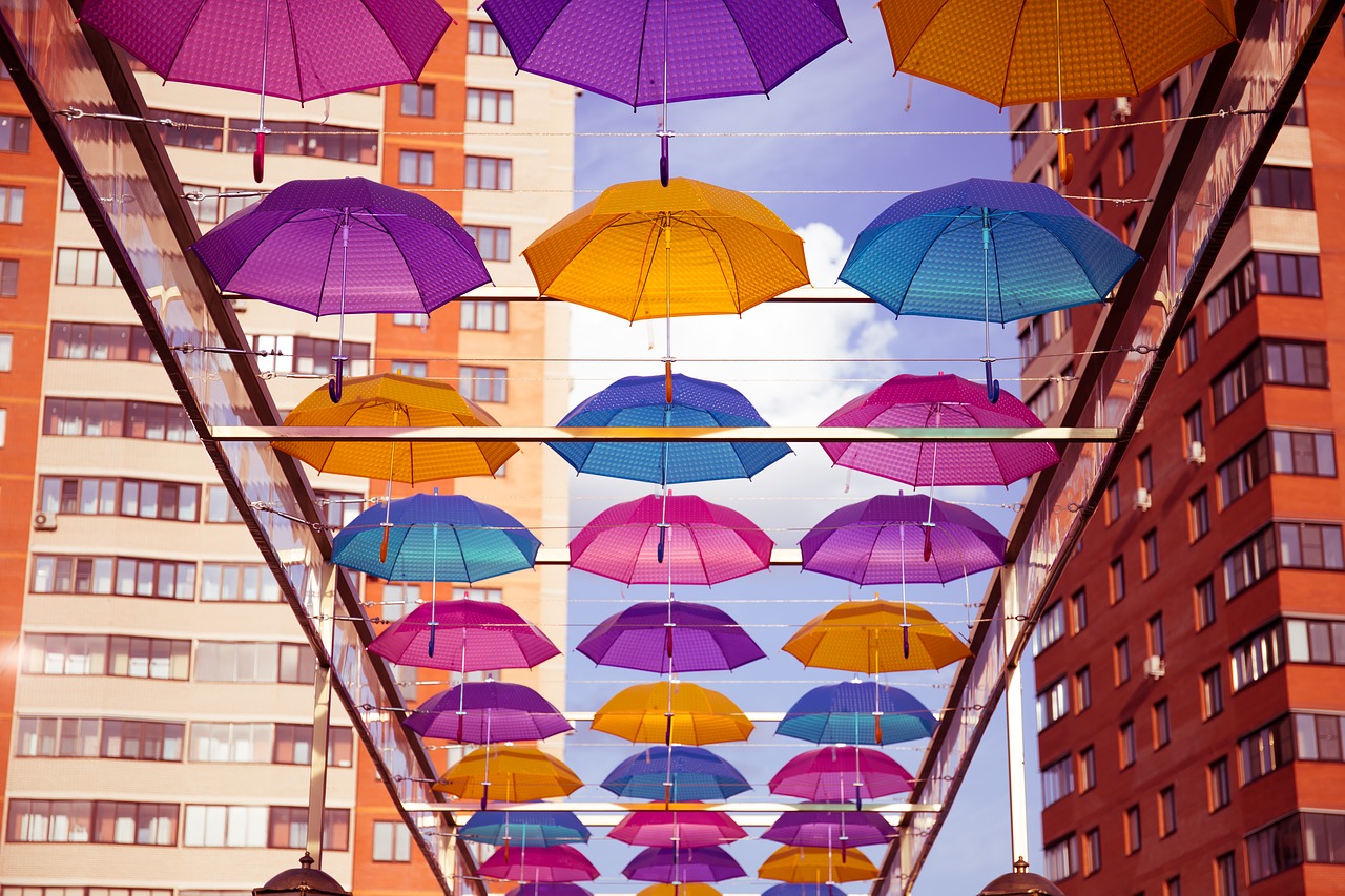 umbrellas chekhov bridge free photo