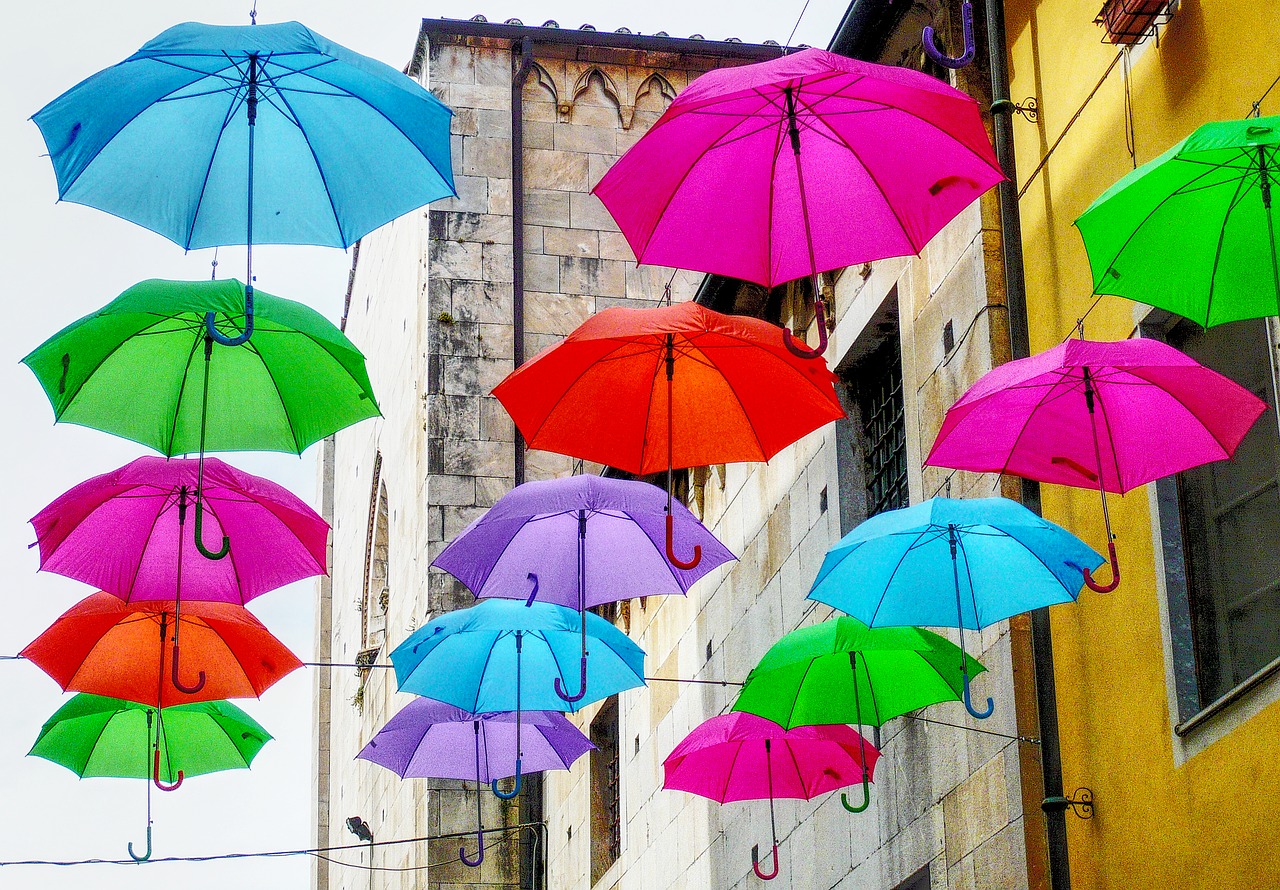 umbrellas contemporary art road free photo