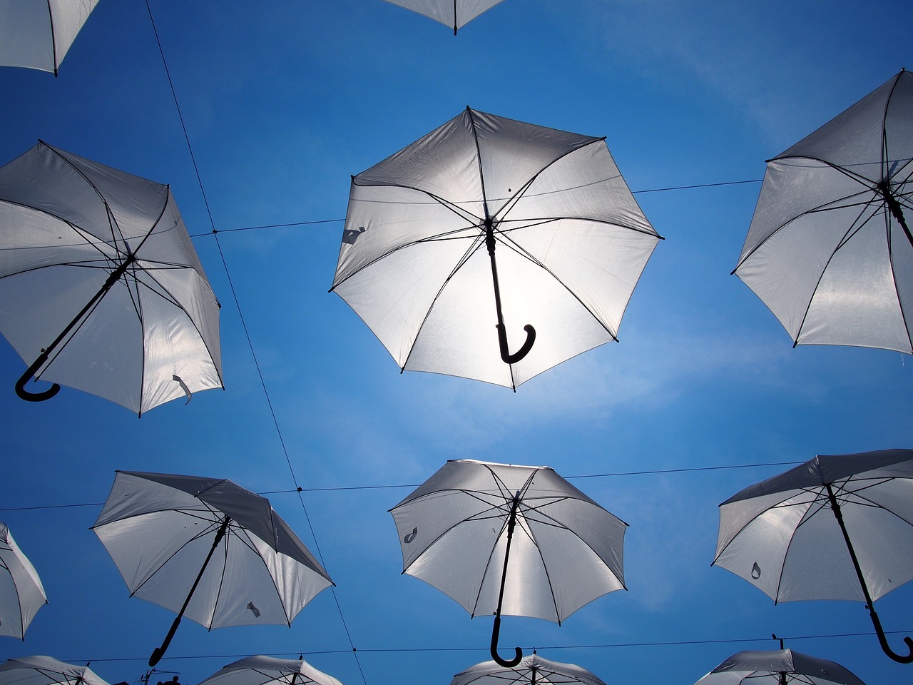 umbrellas lublin sky free photo
