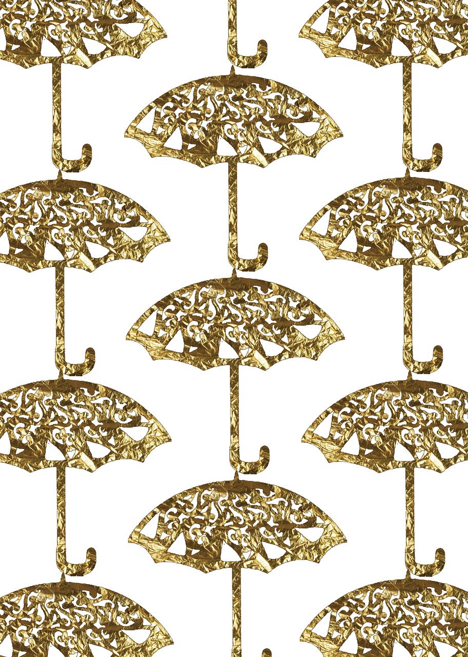umbrellas pattern gold free photo