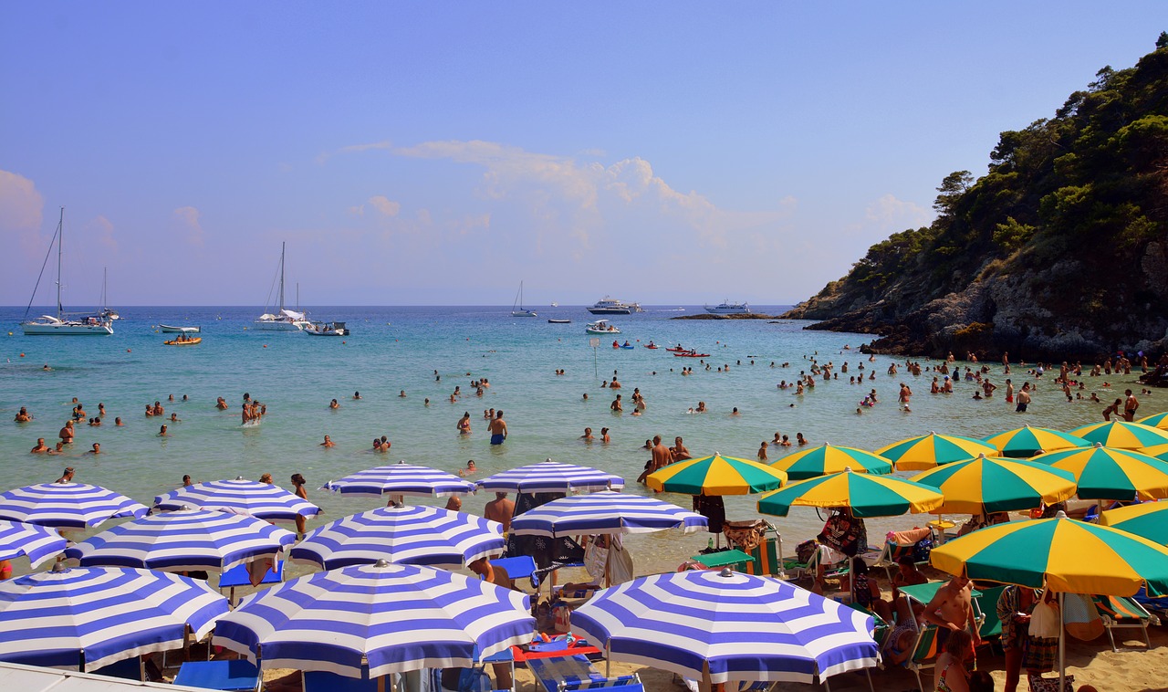 umbrellas  sea  beach free photo