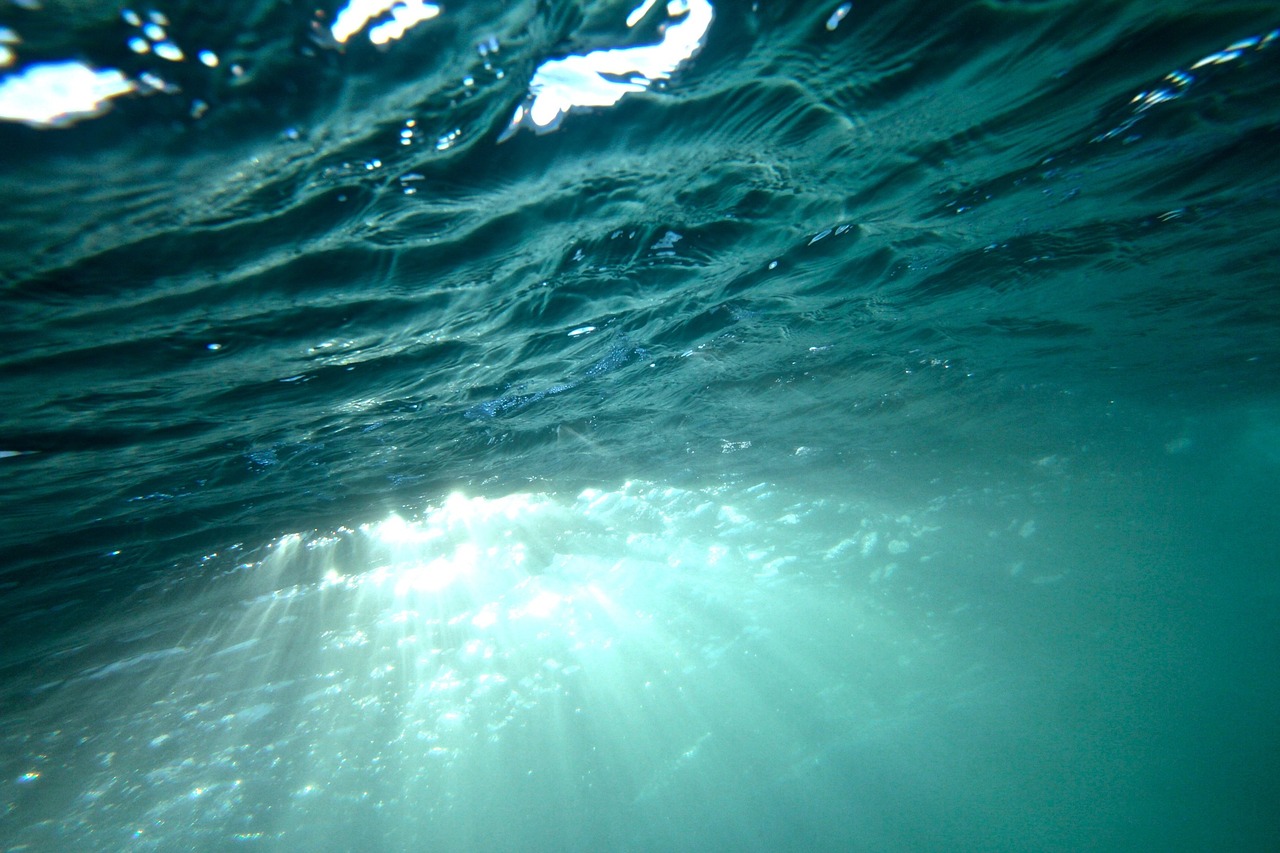 underwater sunbeams ocean free photo