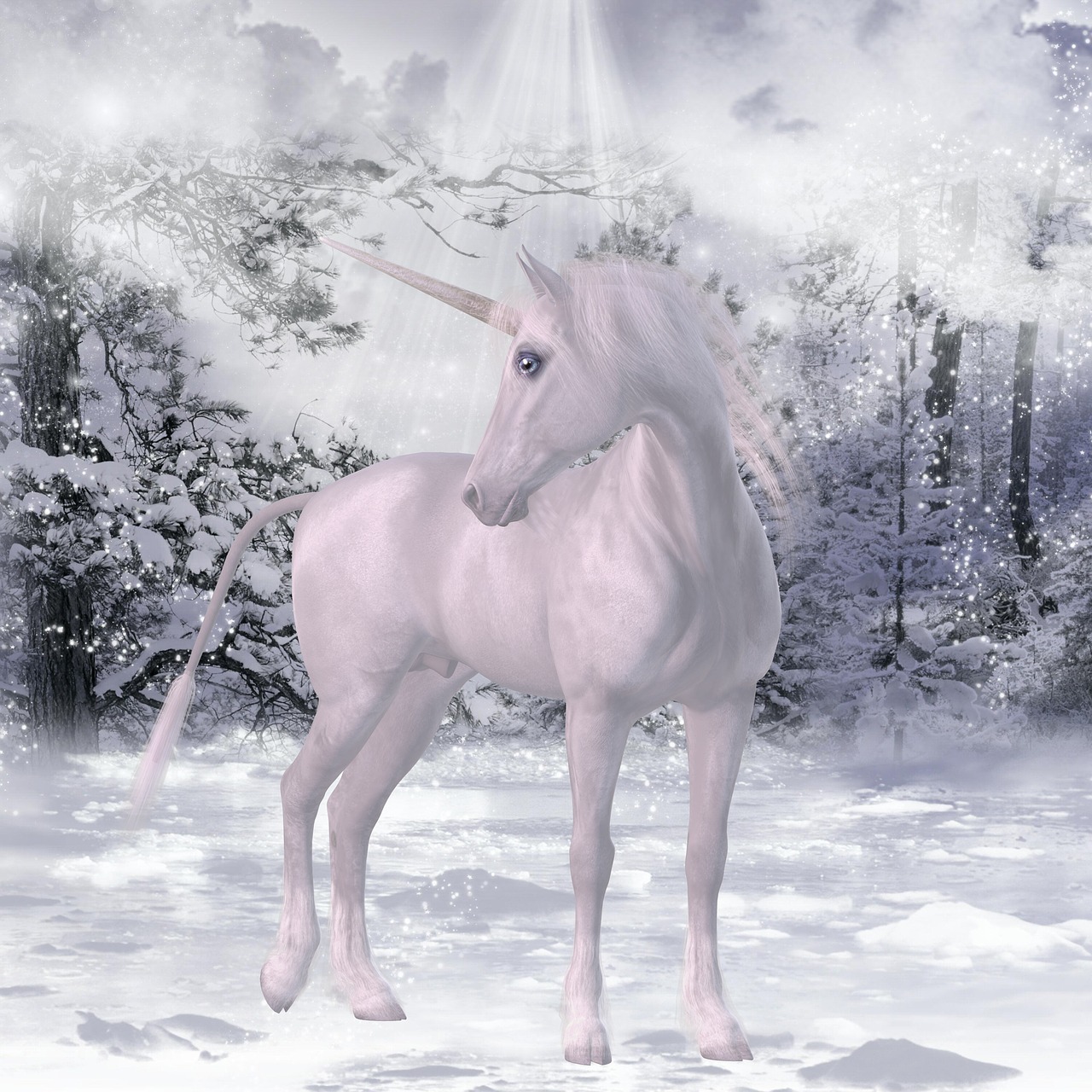 unicorn snow fairy tales free photo
