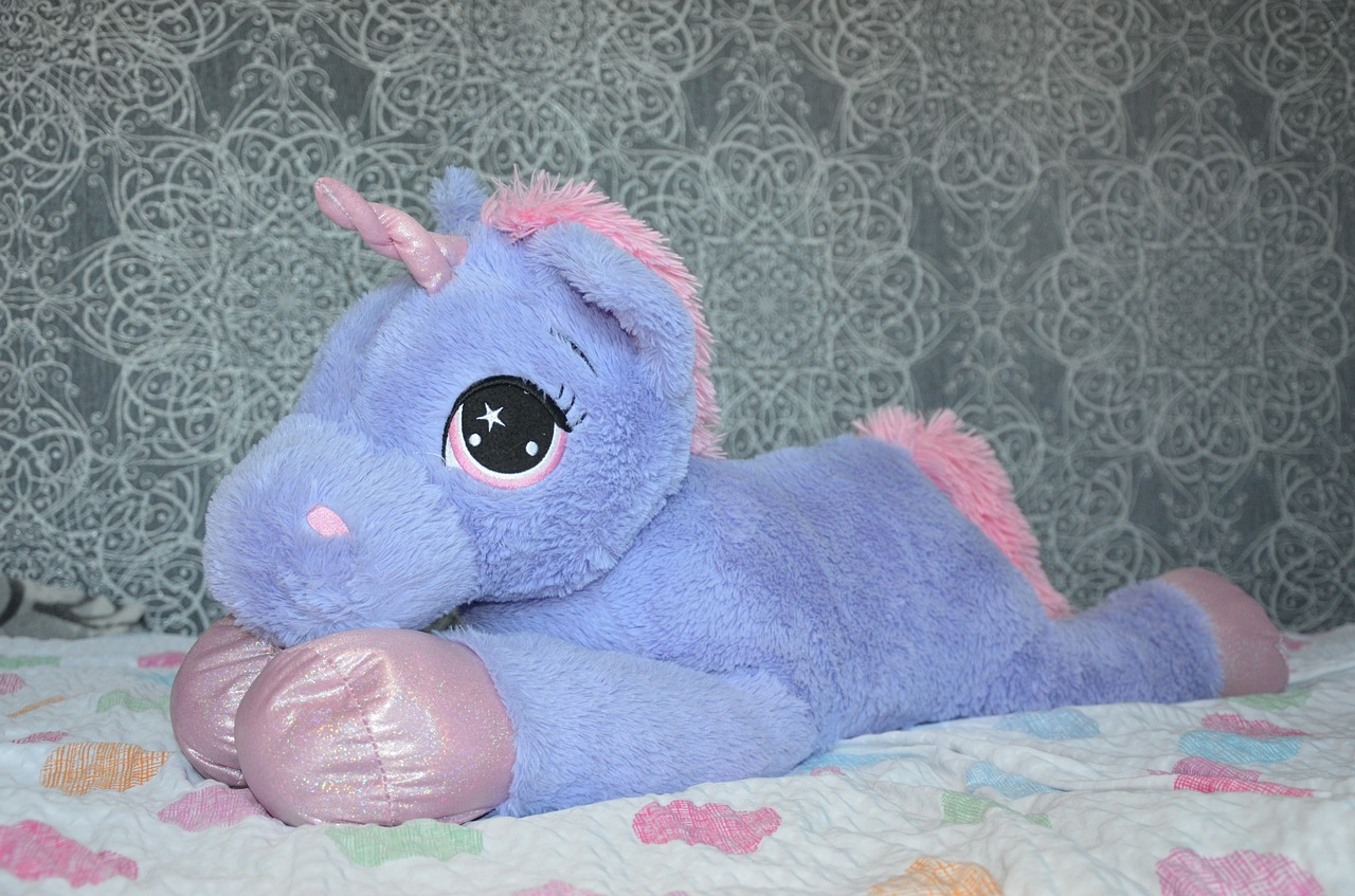 unicorn teddy bear purple free photo