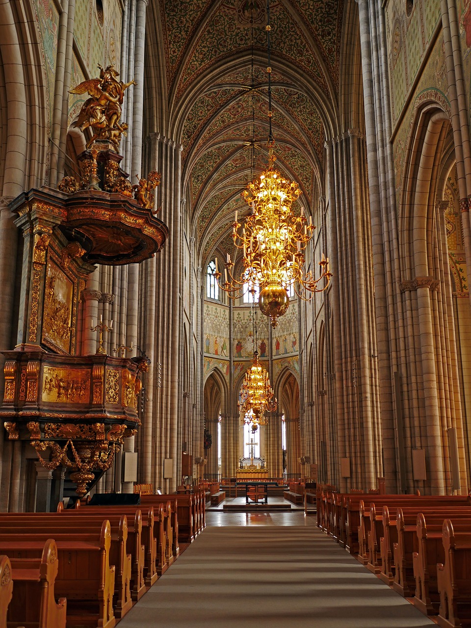 uppsala cathedral nave gothic free photo