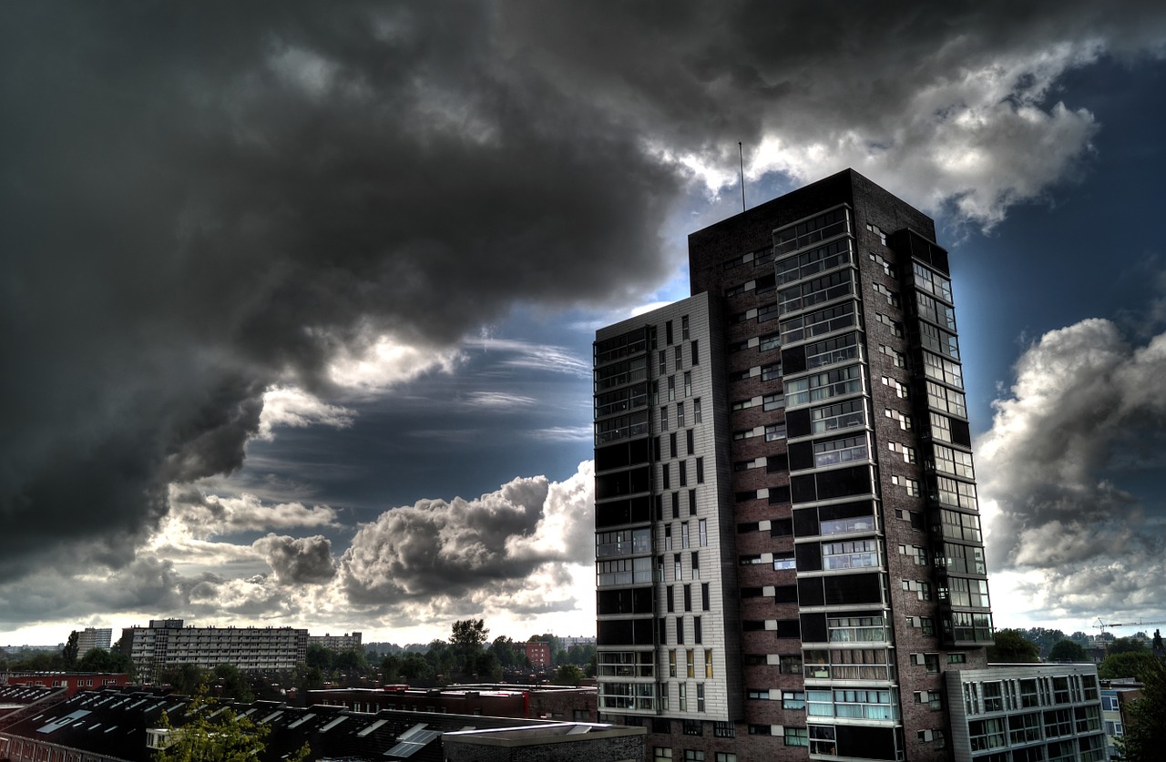 urban high rise clouds free photo